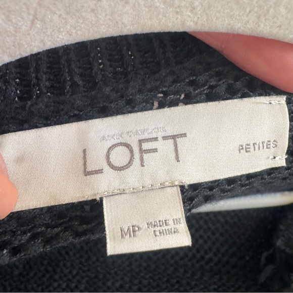 Loft Ann Taylor Open Knot Front Lite Cardigan Sweater Fringe Cotton MP - Picture 4 of 7